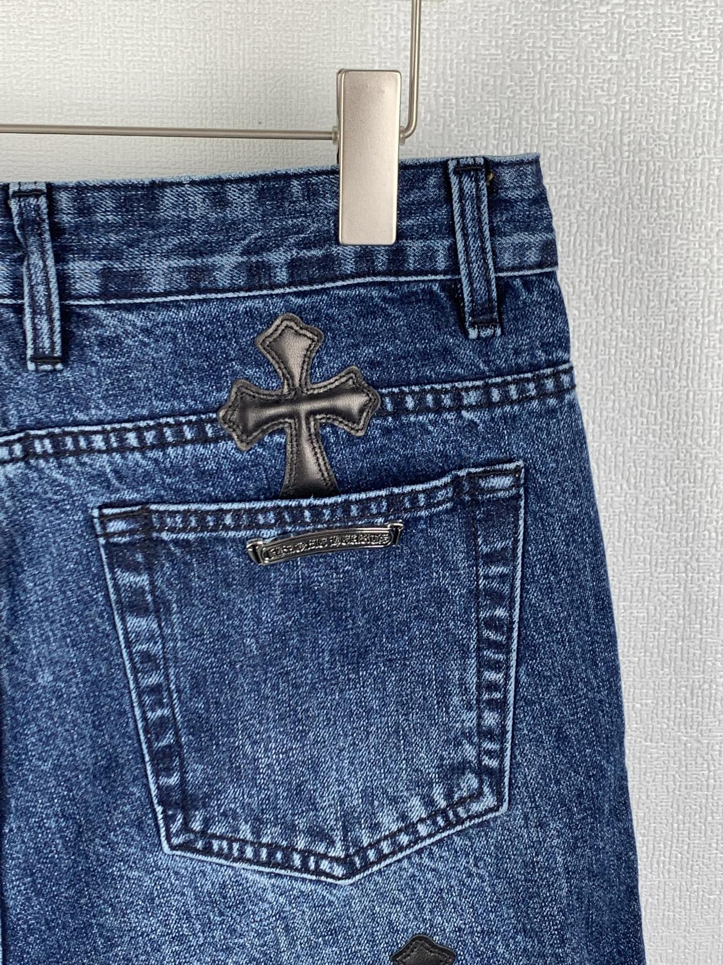 Chrome Hearts Chrome Hearts /克罗心 十字徽标刺绣牛仔短裤