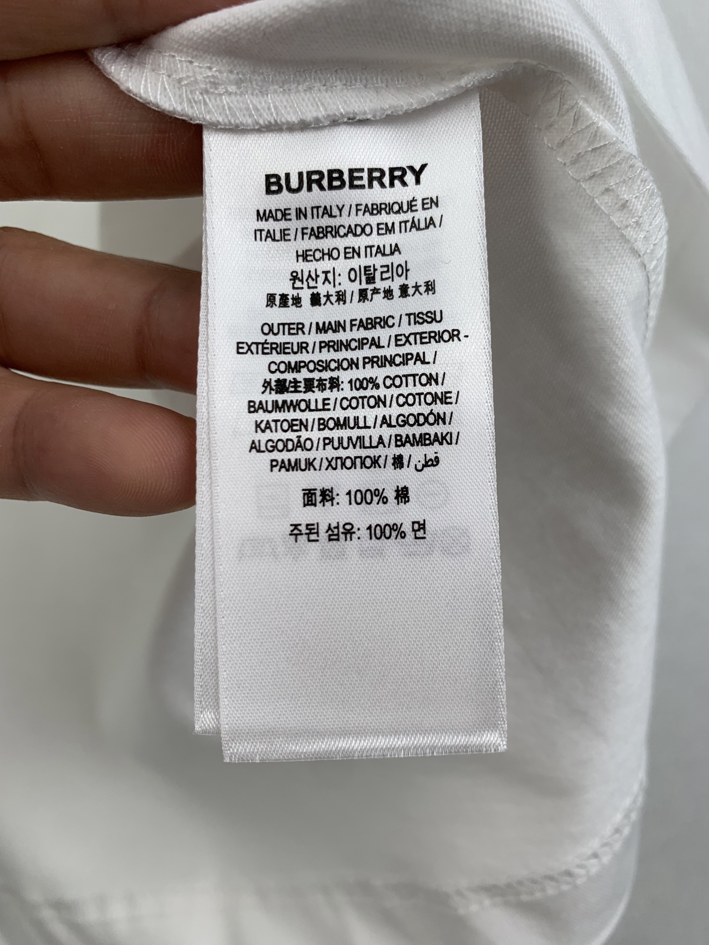 Burberry BURBERRY 巴宝莉 / 格纹袖口骑士小标棉质短袖T恤