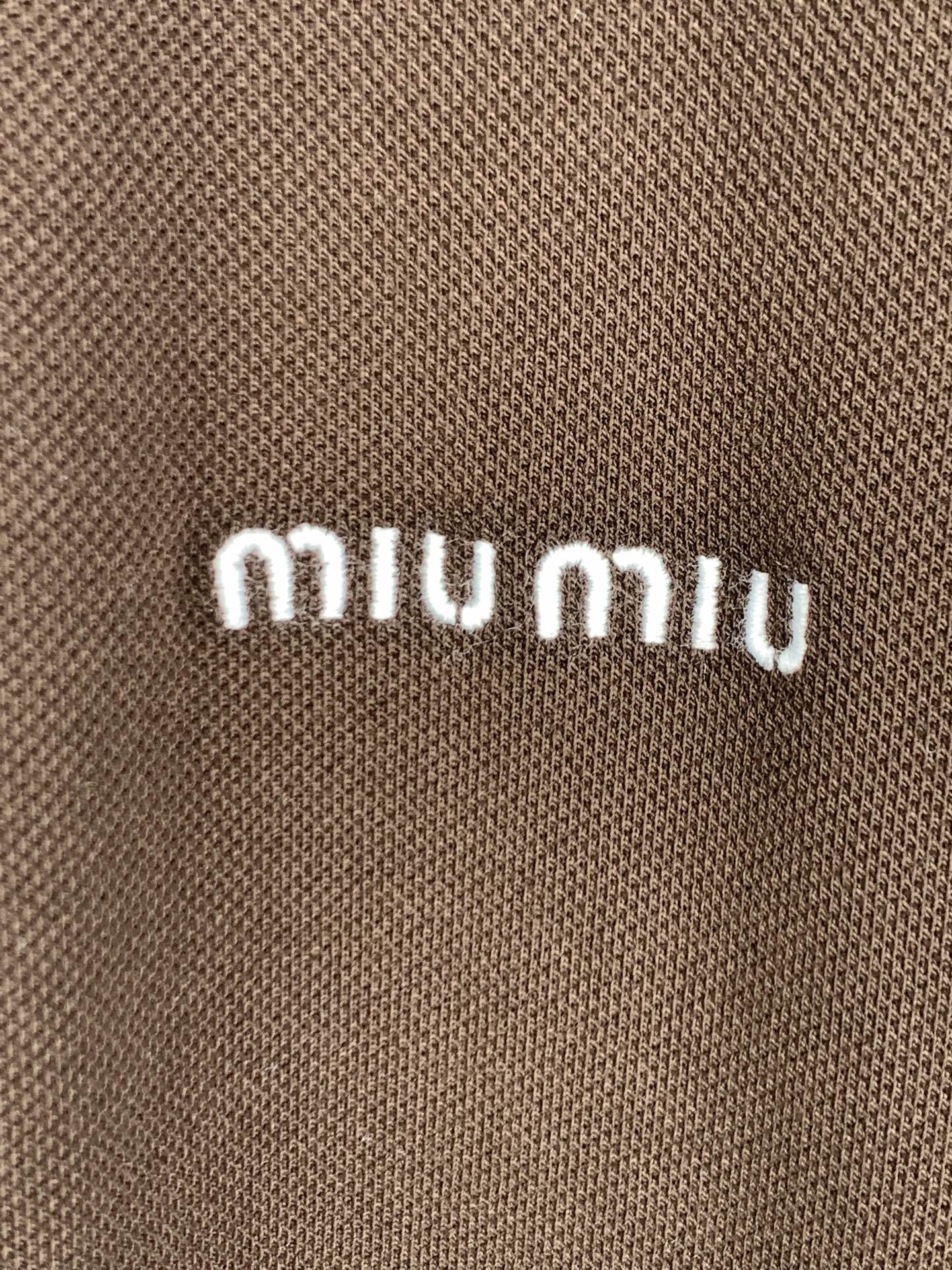 Miu Miu MiuMiu 双层螺纹领刺绣logo短袖POLO衫