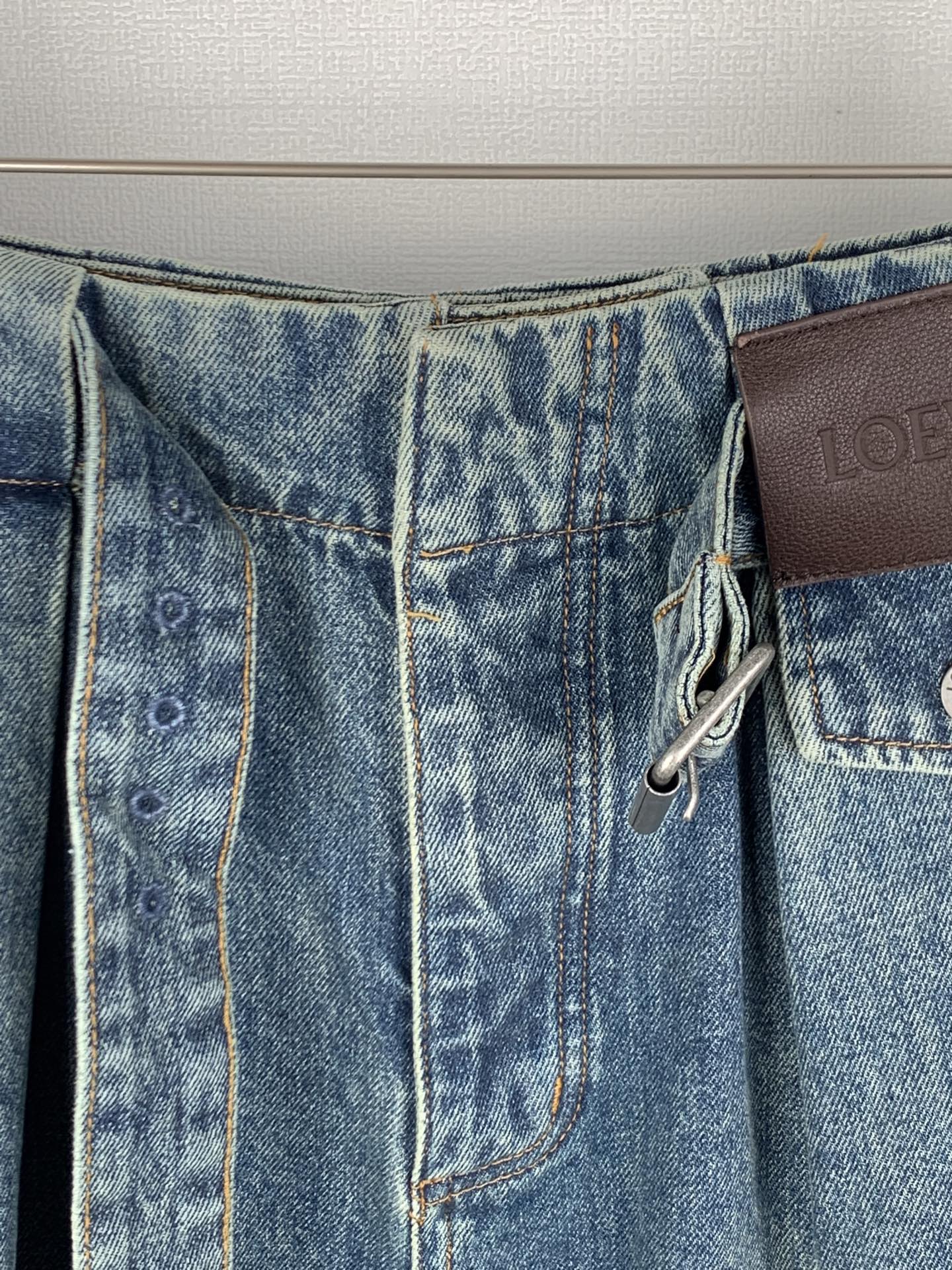 Loewe LOEWE/罗意威 皮革贴片水洗蓝牛仔裤