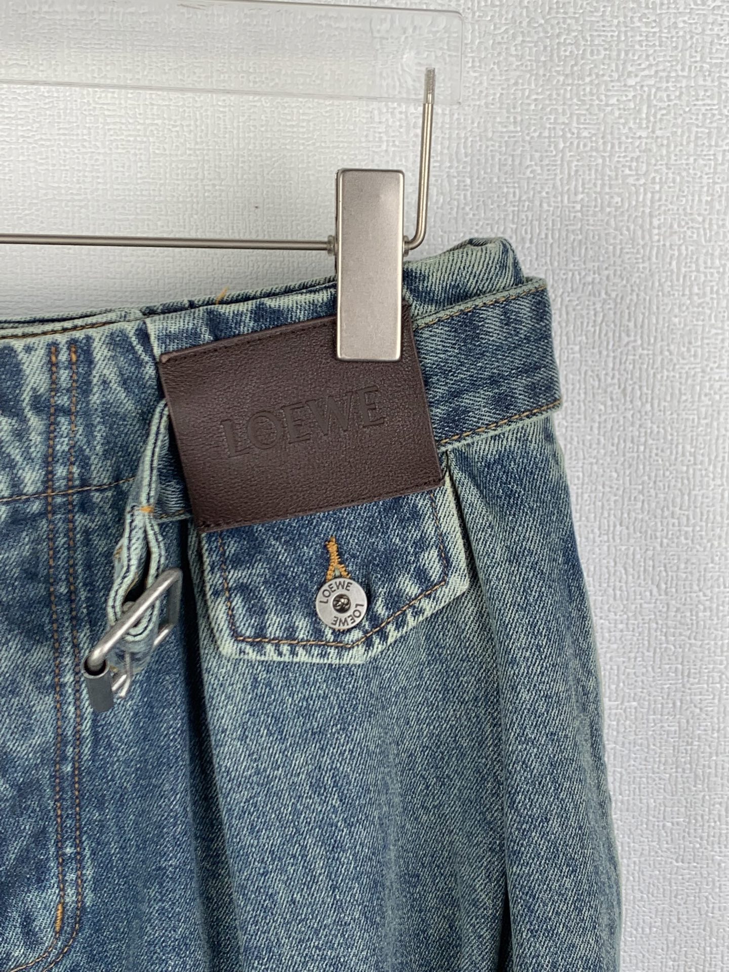 Loewe LOEWE/罗意威 皮革贴片水洗蓝牛仔裤