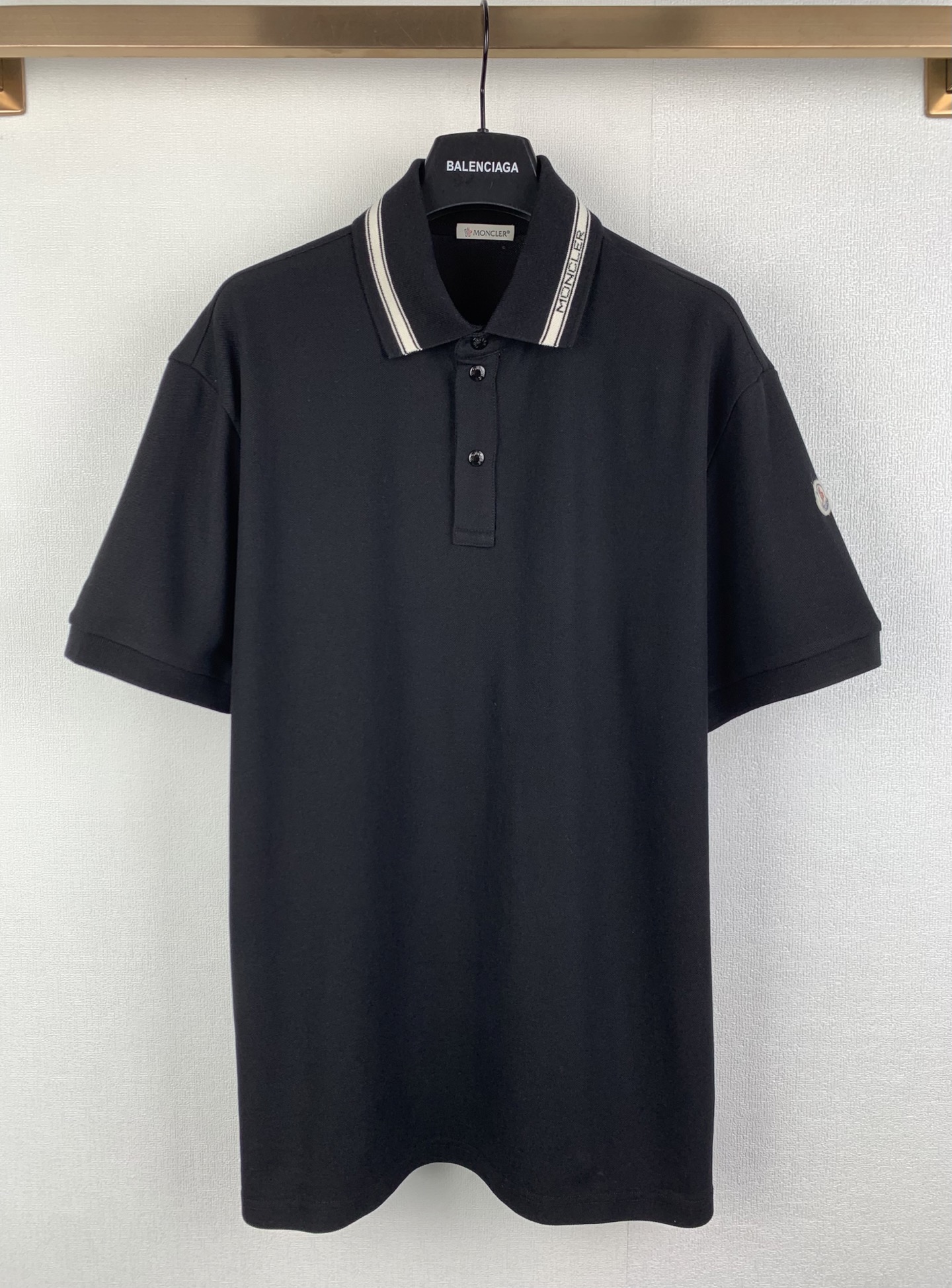 Moncler MONCLER/蒙口条纹字母标识短袖POLO衫