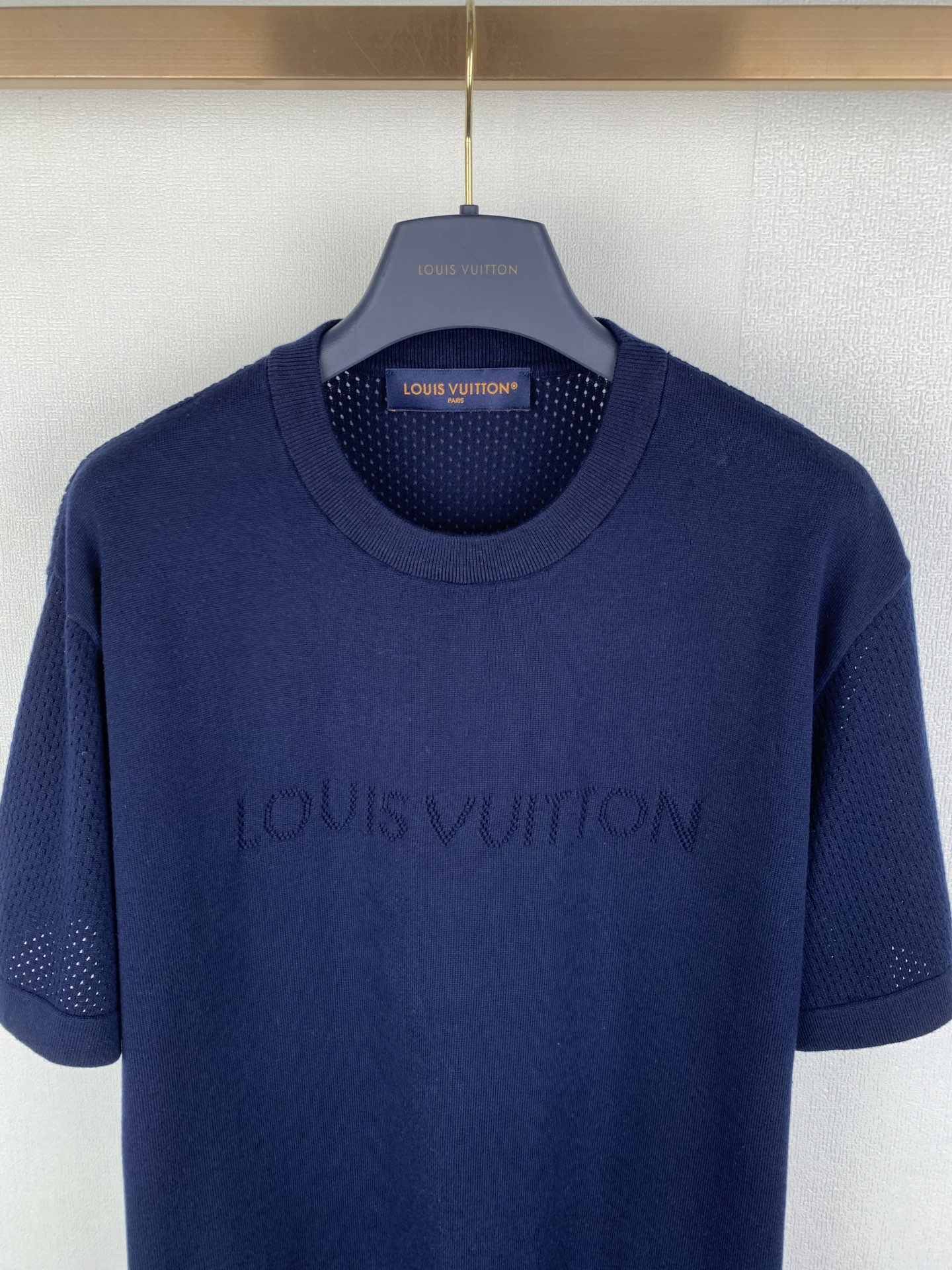 Louis Vuitton LOUIS VUITTON 路易 LV 26ss 镂空字母logo标识短袖针织衫