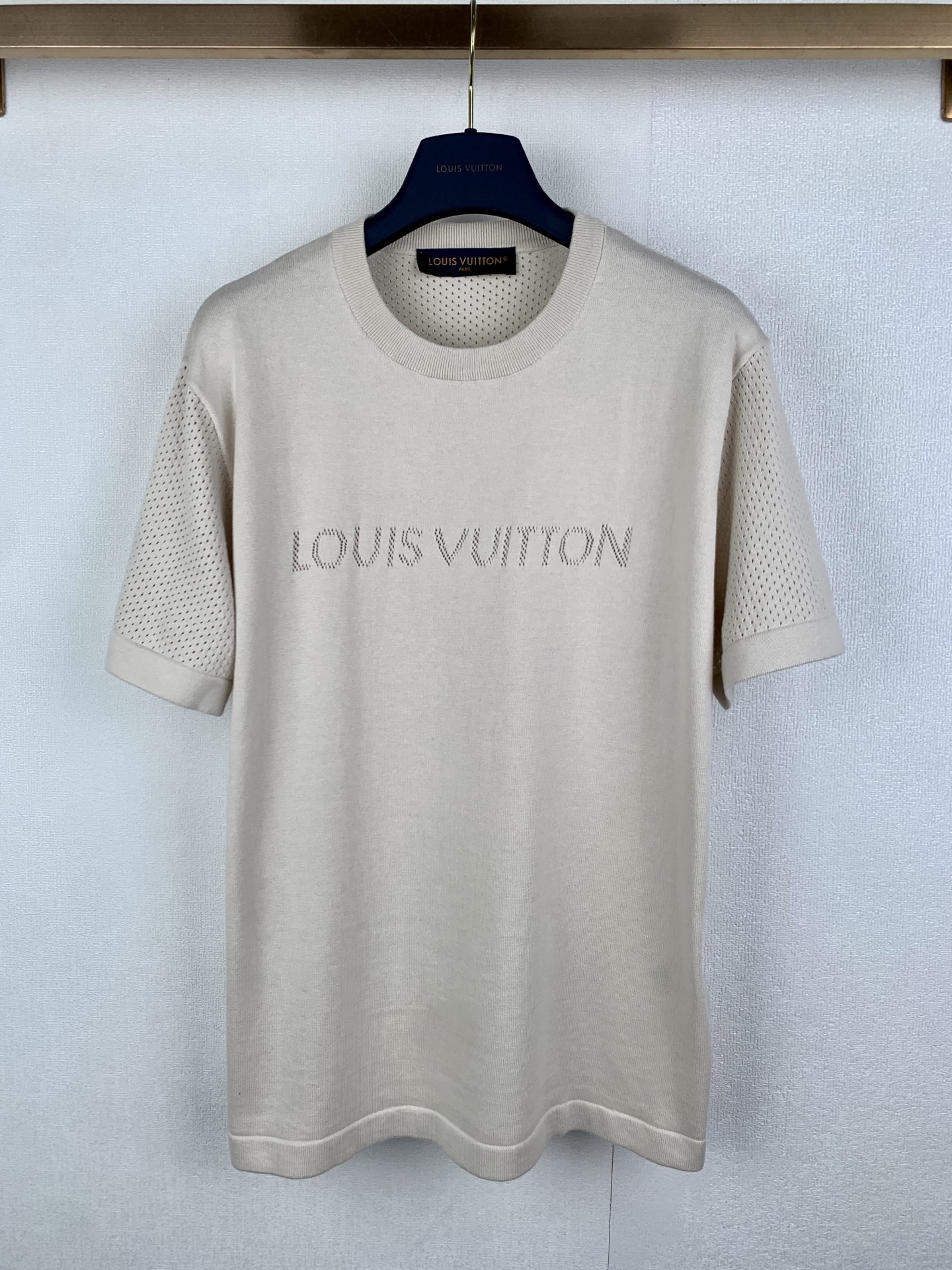 Louis Vuitton LOUIS VUITTON 路易 LV 26ss 镂空字母logo标识短袖针织衫