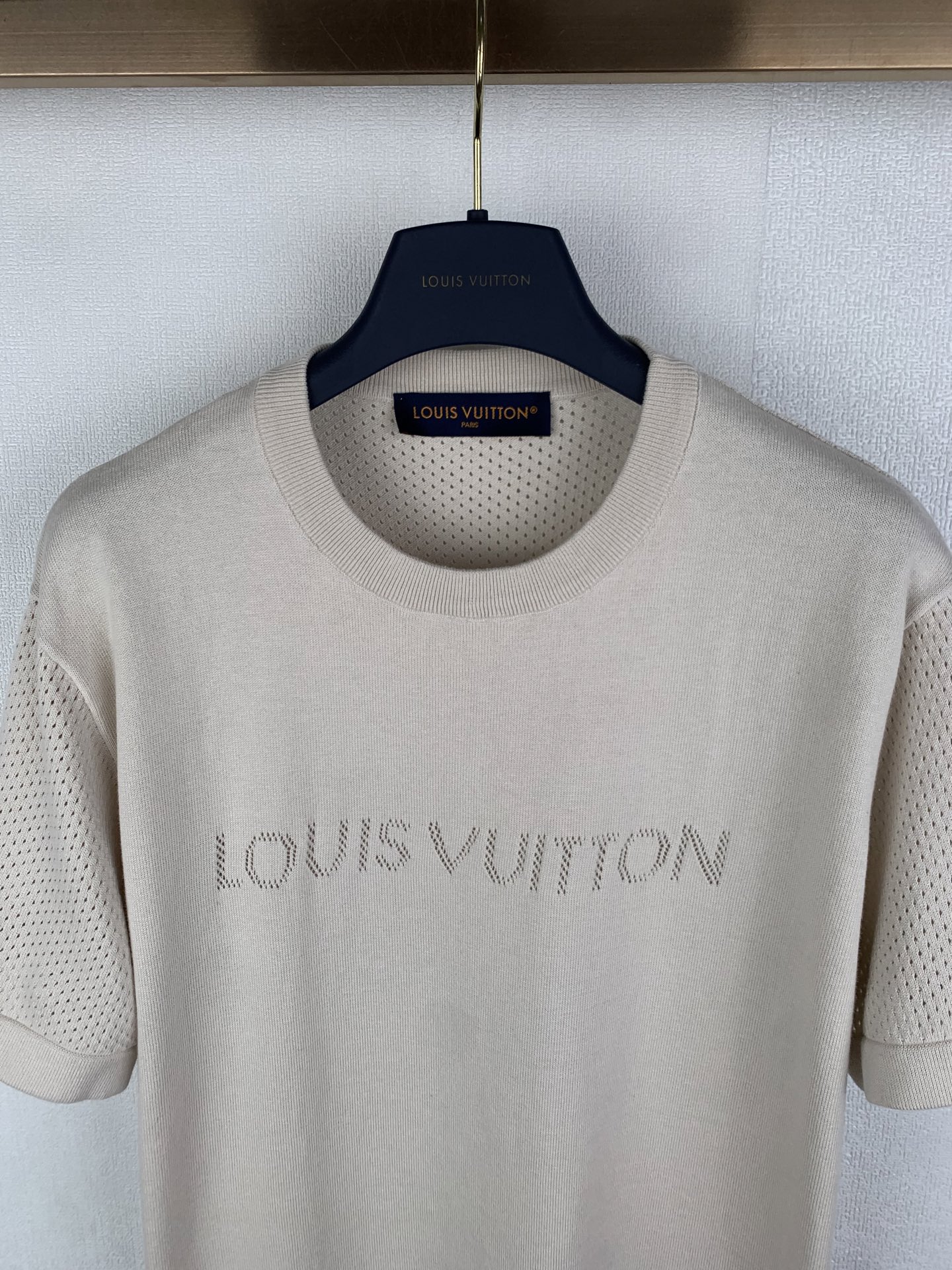 Louis Vuitton LOUIS VUITTON 路易 LV 26ss 镂空字母logo标识短袖针织衫