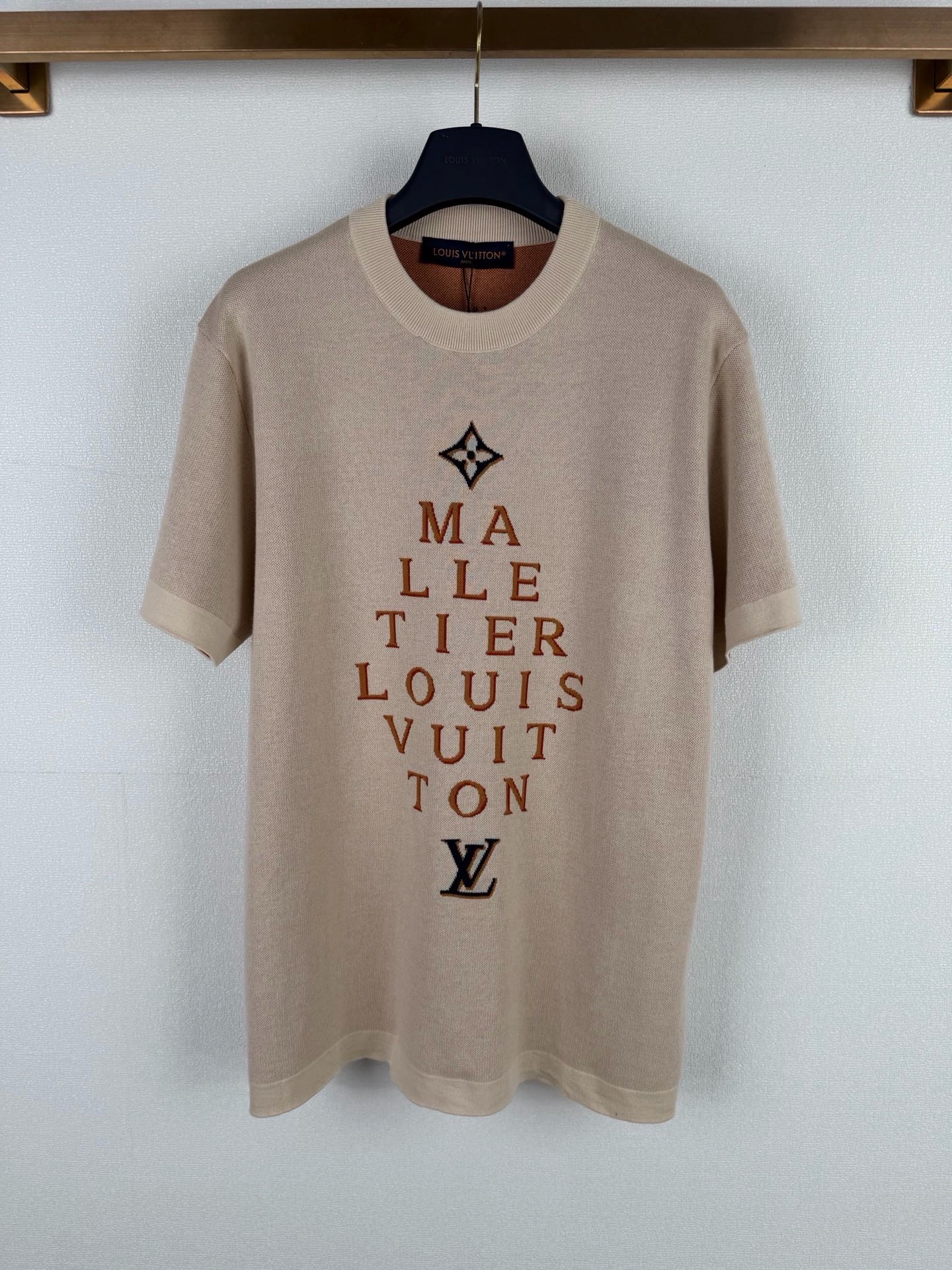 P170 LOUIS VUITTON 路易 LV Jersey de punto de manga corta con logo de letras jacquard de la serie ATELIER, Talla: S M L XL