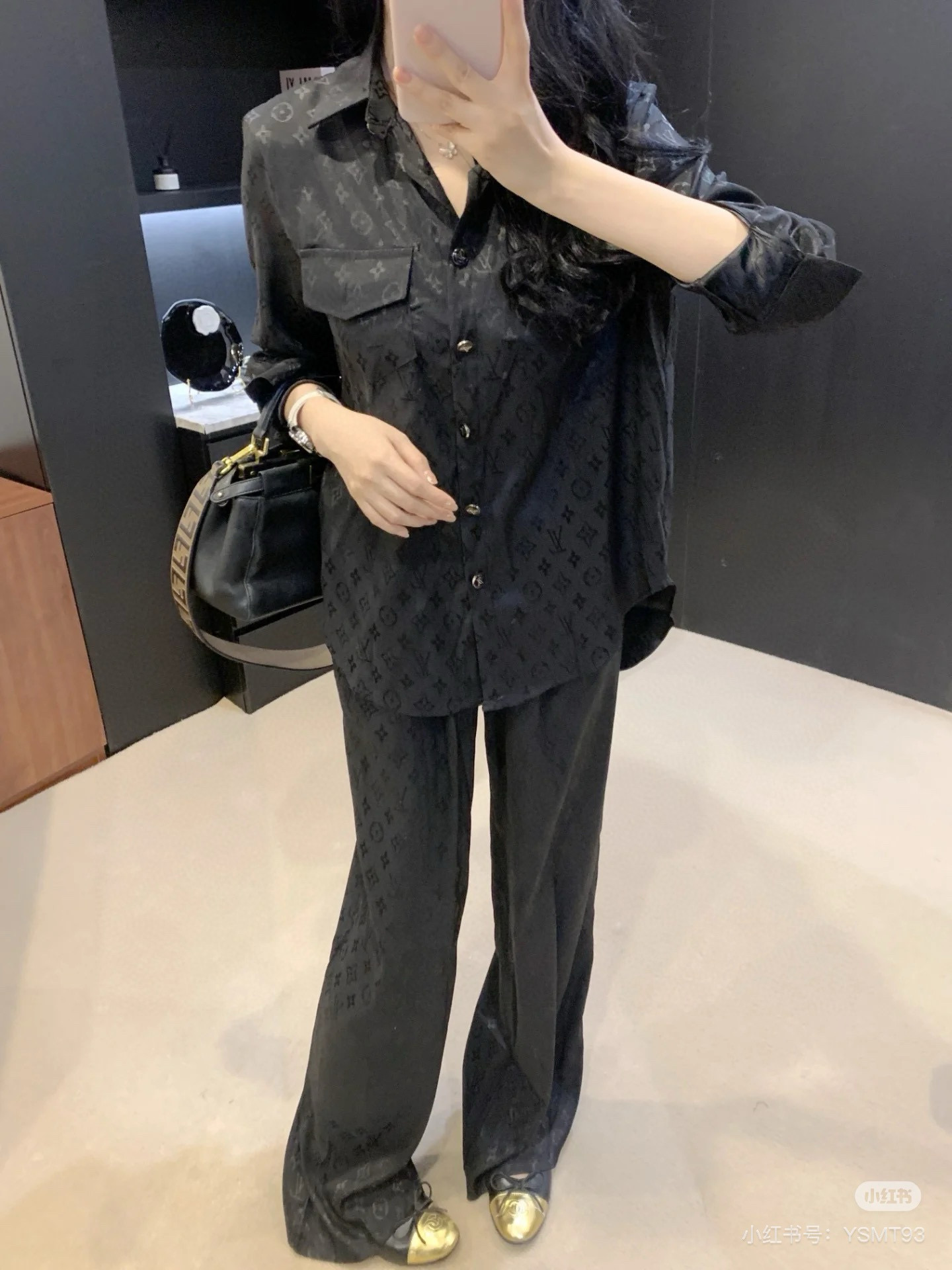 Louis Vuitton Full Logo Print Long Sleeve Shirt and Pants Set 4 i1743566753780 7974 0 3