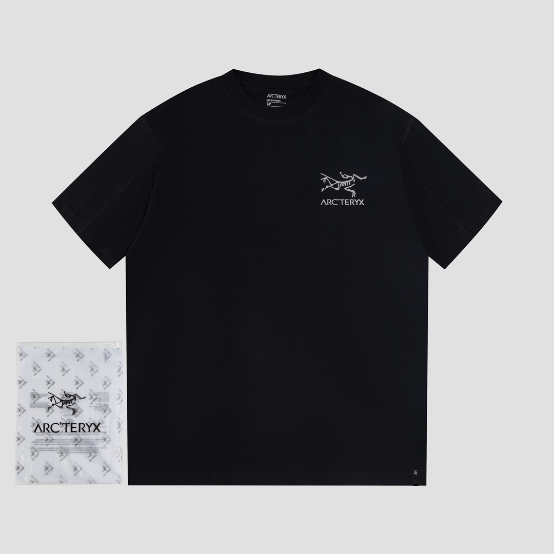 Ayc Teryx 始祖鸟压线款(款号2558) 2024FW短袖T恤 小鸟字母LOGO反光印花短袖 高端32s双纱280克面料 重磅面料 定制拉架罗纹同缸同染 三标齐全 男女同款 颜色:黑色 白色 杏色 1,
