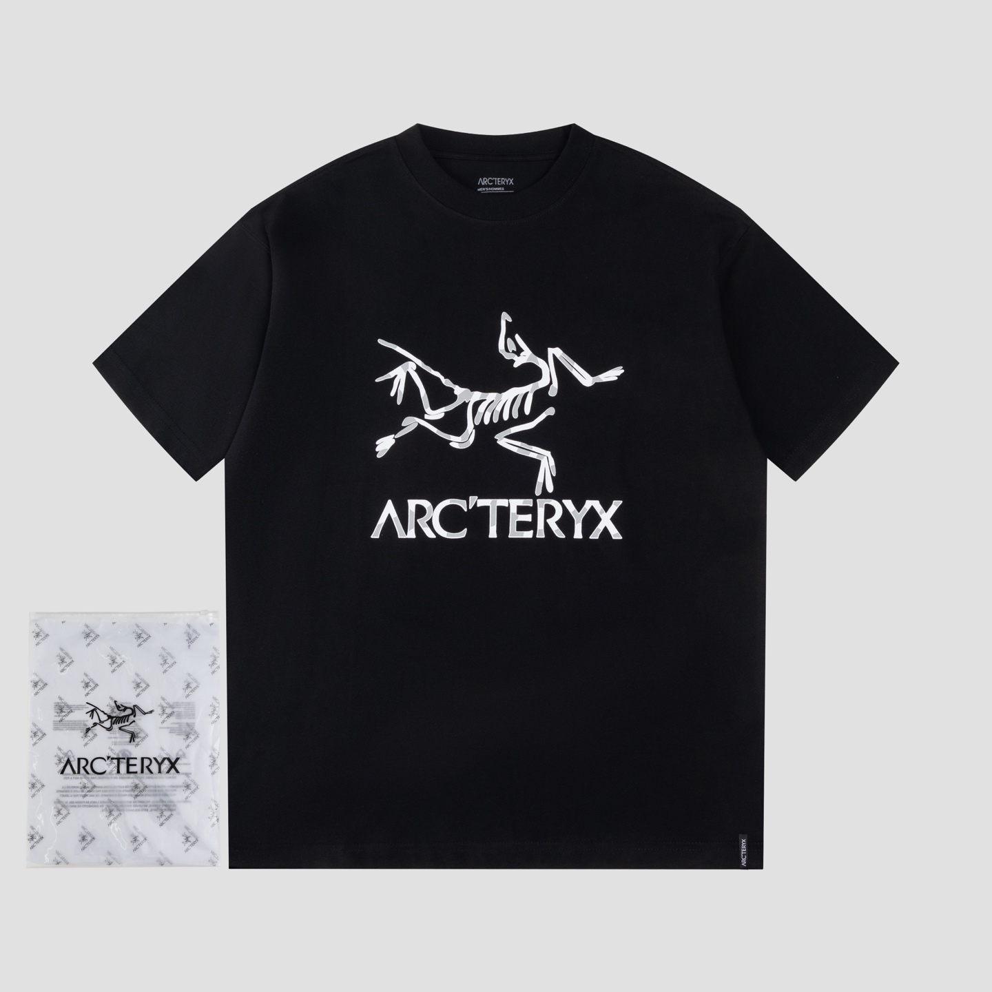 Archaeopteryx Ayc Teryx (Modelo No. F738-1) 2025FW Camiseta de manga corta Impresión de LOGO con letras de pájaros Teji…