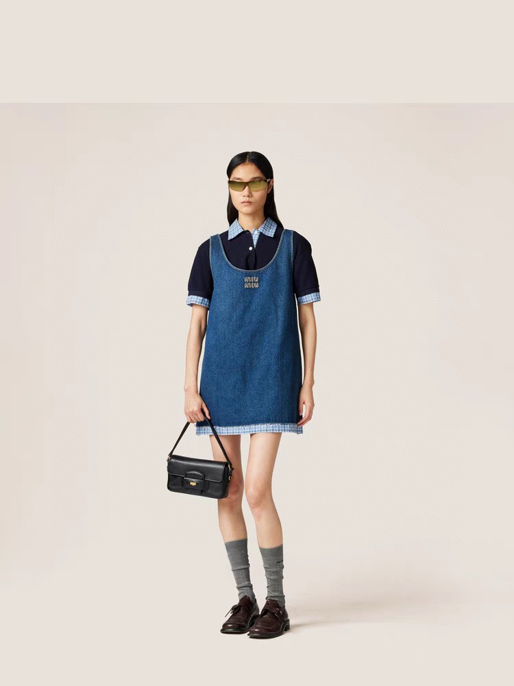 NO:327660,[Love] New [Love]!  Latest MIU 25NEW plaid spliced ​​denim dress. Size SML., miumiu, skirts, alexander wang19860909[爱心]新款[爱心]！最新MIU 25NEW 格纹拼接牛仔连衣裙.尺码SML.,,miumiu,skirts,alexander wang,Women's clothing