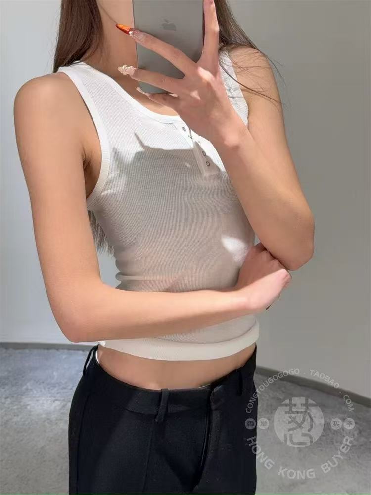 NO:422206,[Love] New [Love]!  The latest THE R 25NEW knitted quad buckle base vest. Black and white. Size SML..., alexander wang19860909[爱心]新款[爱心]！最新THE R 25NEW 针织四合扣打底背心.颜色黑、白.尺码SML..,,alexander wang,Women's clothing