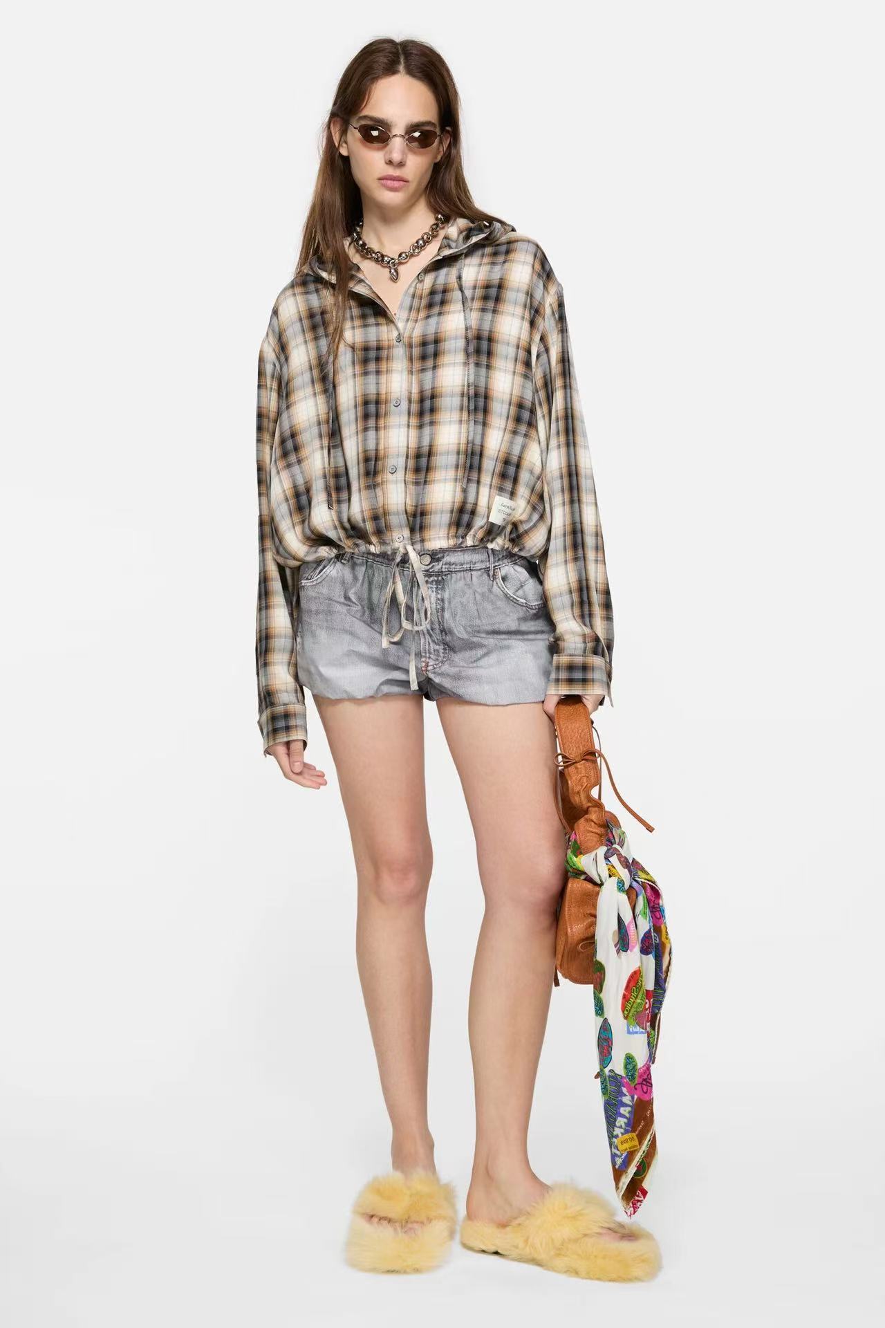 NO:431755,[Love] New [Love]!  Latest ACNE 25NEW plaid hooded jacket + shorts. Size SML jacket, acne studios, shorts, jackets & coats, hats, alexander wang19860909[爱心]新款[爱心]！最新ACNE 25NEW 格纹连帽外套+短裤.尺码SML.外套,,acne studios,shorts,jackets & coats,hats,alexander wang,Women's clothing