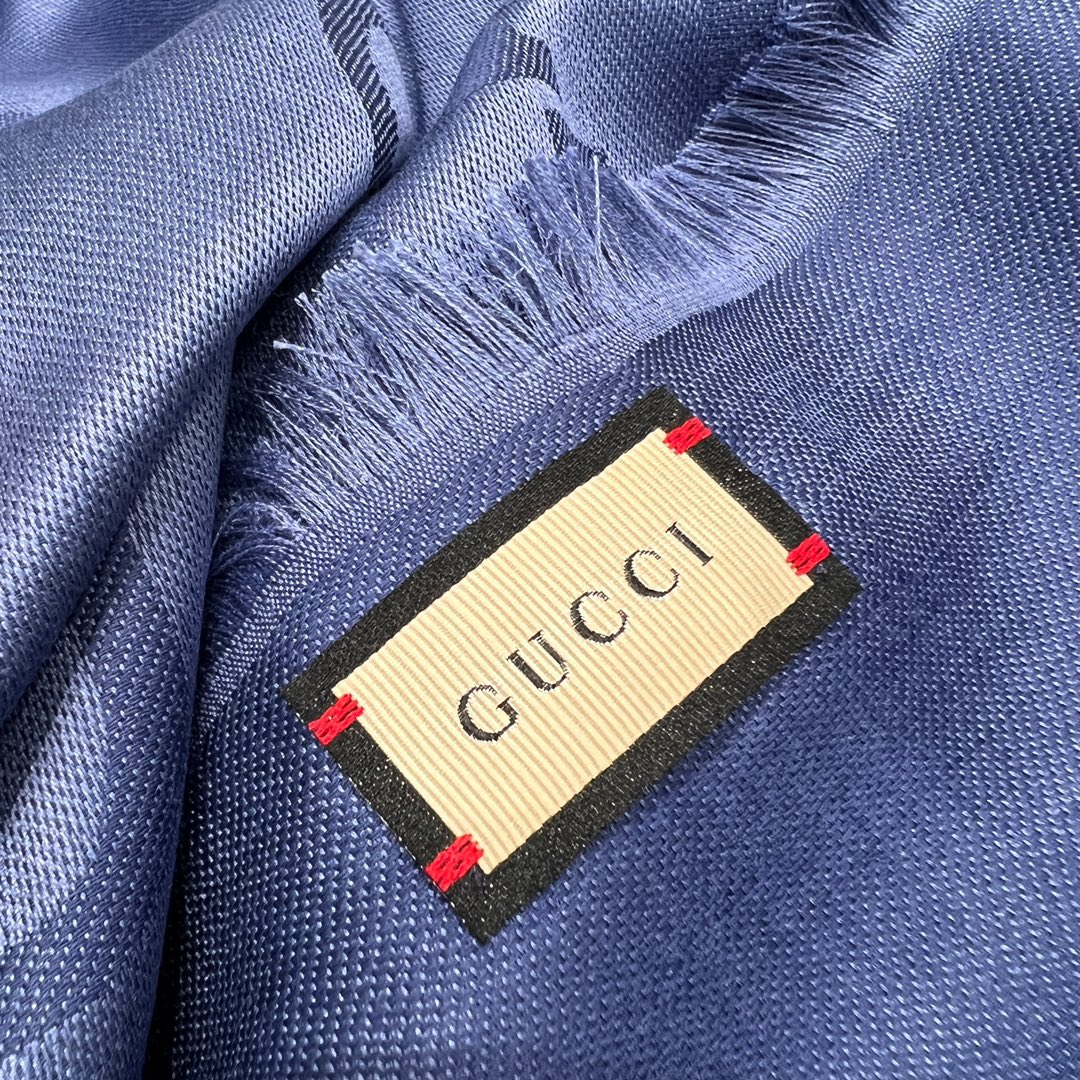 Gucci Blue GG Jacquard Wool-Silk Shawl | 140x140cm | Travel-Friendly 4 i1702147980 7319 3