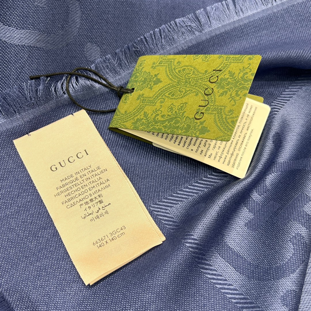 Gucci Blue GG Jacquard Wool-Silk Shawl | 140x140cm | Travel-Friendly 6 i1702147980 7835 1