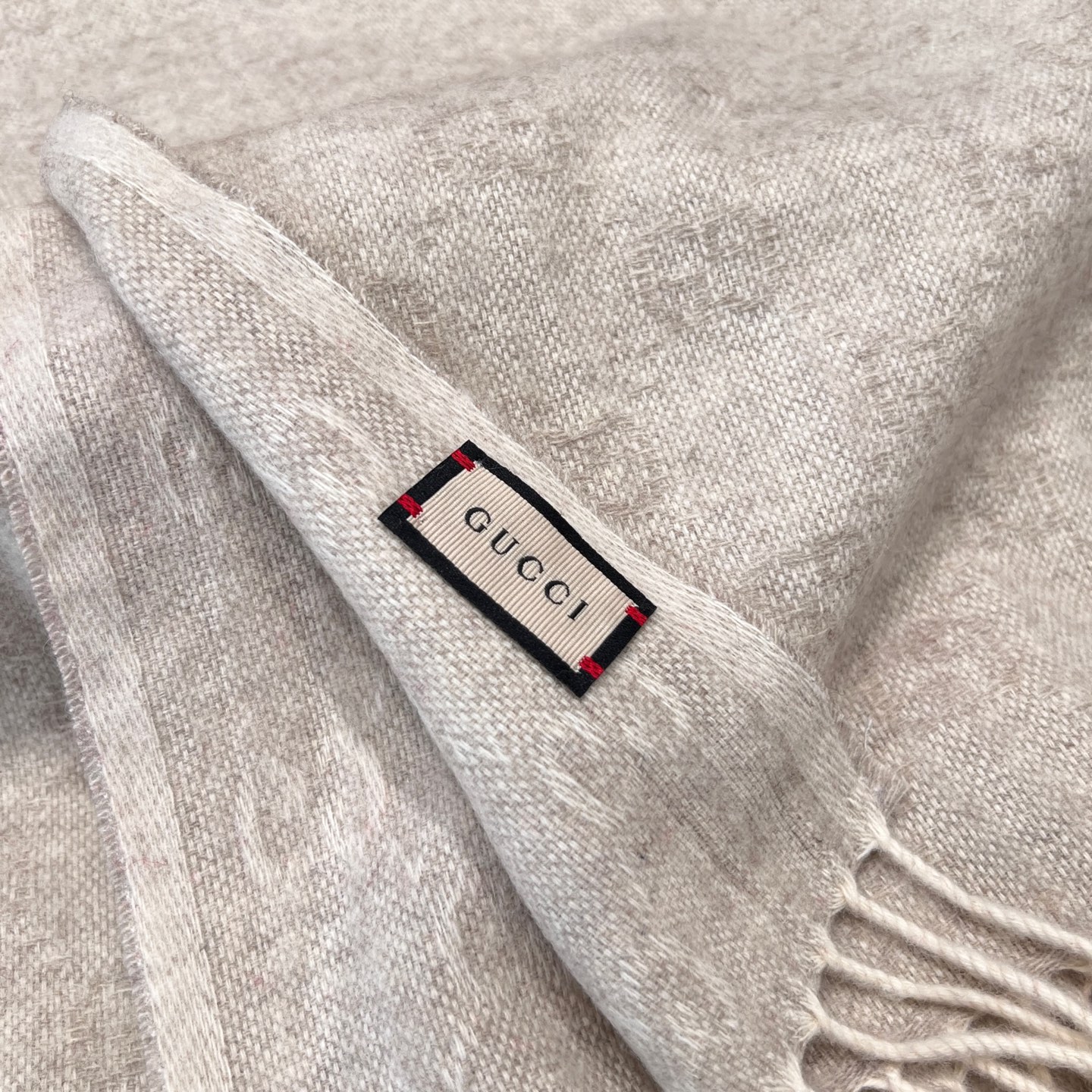Gucci Men's Ivory Wool Scarf with Double G Jacquard and Red/Green Web 5 i1736973079355 9618 0 3