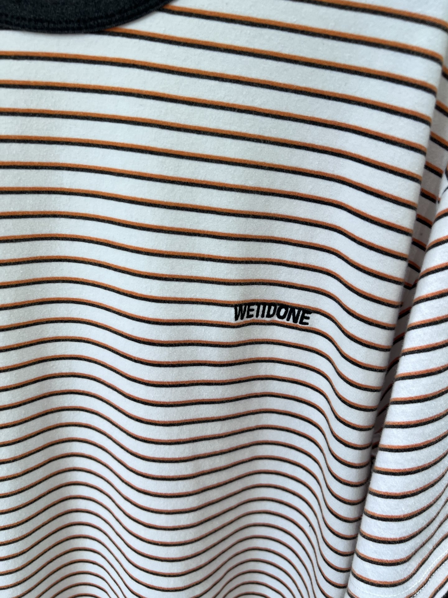2025s WE11DONE Striped T-Shirt: 100% Cotton, Loose Fit, Size SML. - 图片 5