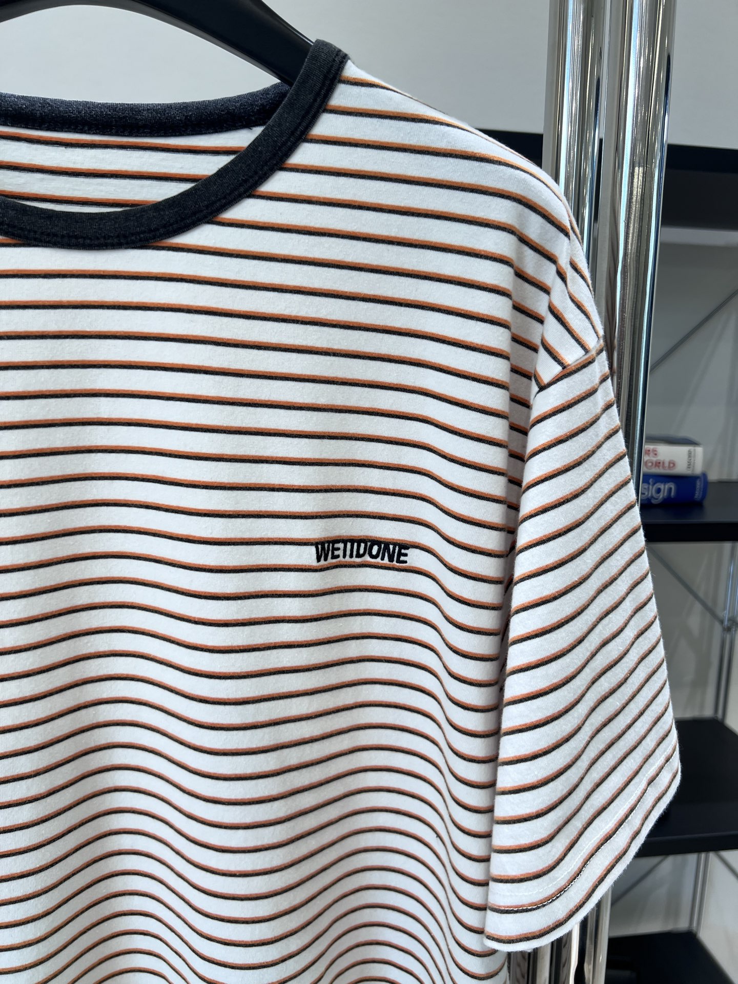 2025s WE11DONE Striped T-Shirt: 100% Cotton, Loose Fit, Size SML. - 图片 6