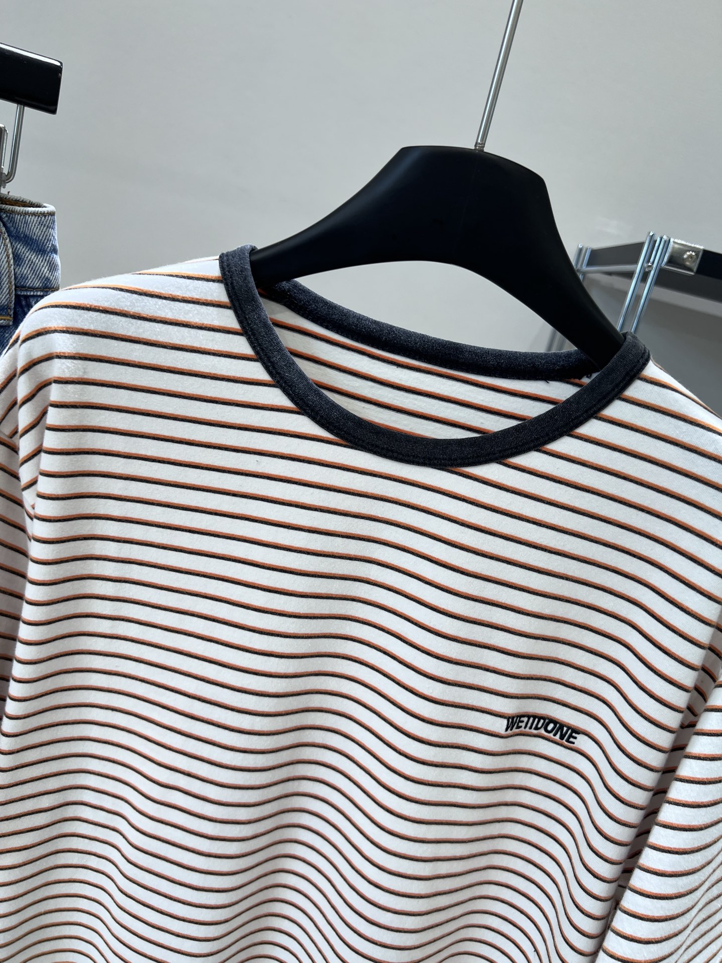 2025s WE11DONE Striped T-Shirt: 100% Cotton, Loose Fit, Size SML. - 图片 4