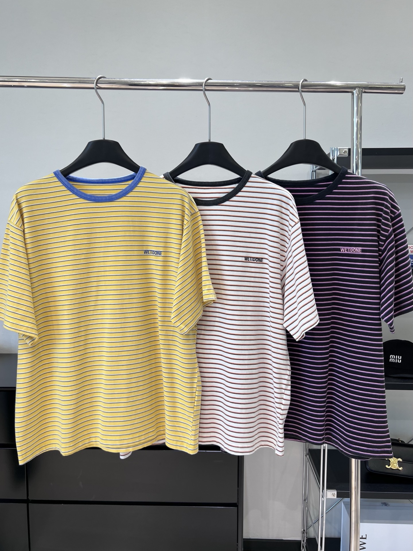 2025s WE11DONE Striped T-Shirt: 100% Cotton, Loose Fit, Size SML. - 图片 9