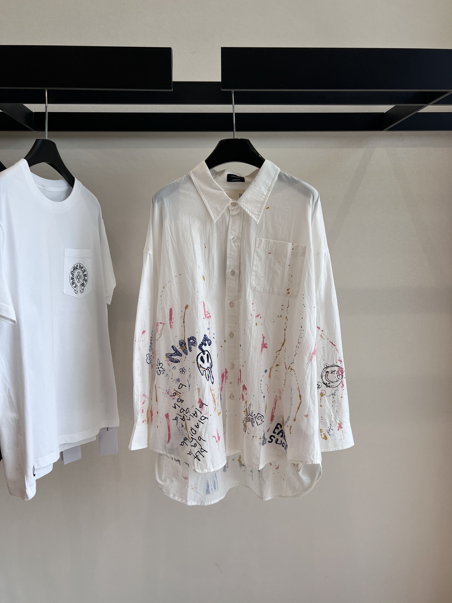 2025s R13 Ink-Painted Street Style Women’s Dress and Shirt Combo – High-Profile Punk Fashion