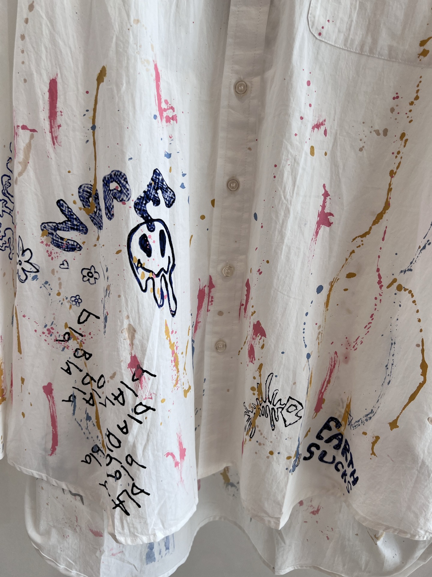 2025s R13 Ink-Painted Street Style Women’s Dress and Shirt Combo – High-Profile Punk Fashion - 图片 4