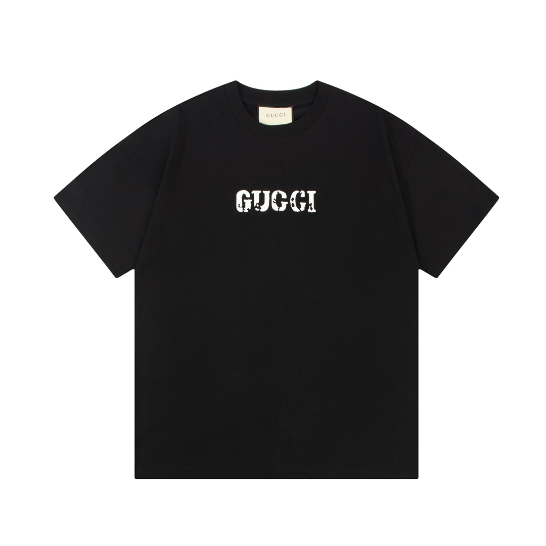 Gucci Distressed Logo Print Cotton Jersey T-Shirt - Unisex, Black