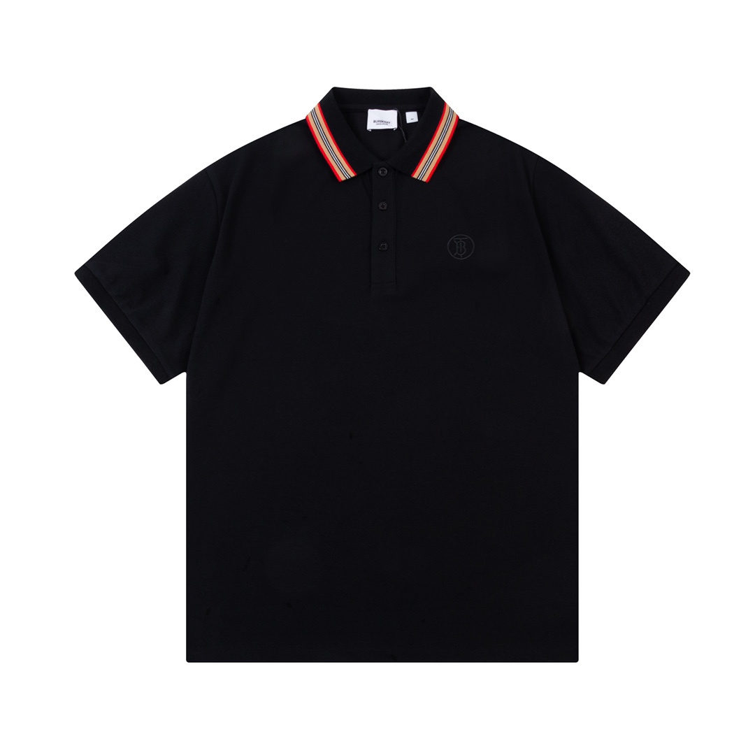 Burberry Classic Red Striped Knitted Collar Polo with 1980s Upgrade