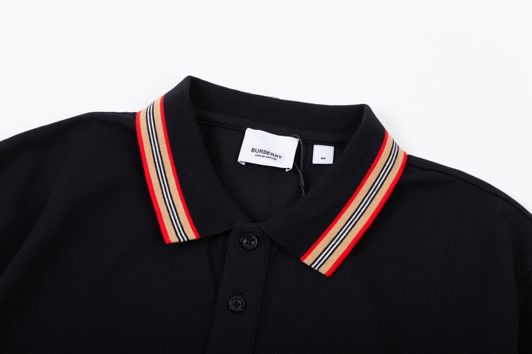 Burberry Classic Red Striped Knitted Collar Polo with 1980s Upgrade - 图片 2