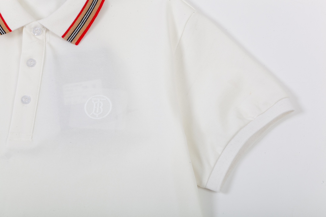 Burberry Classic Red Striped Knitted Collar Polo Shirt with TB Logo Upgrade - 图片 6