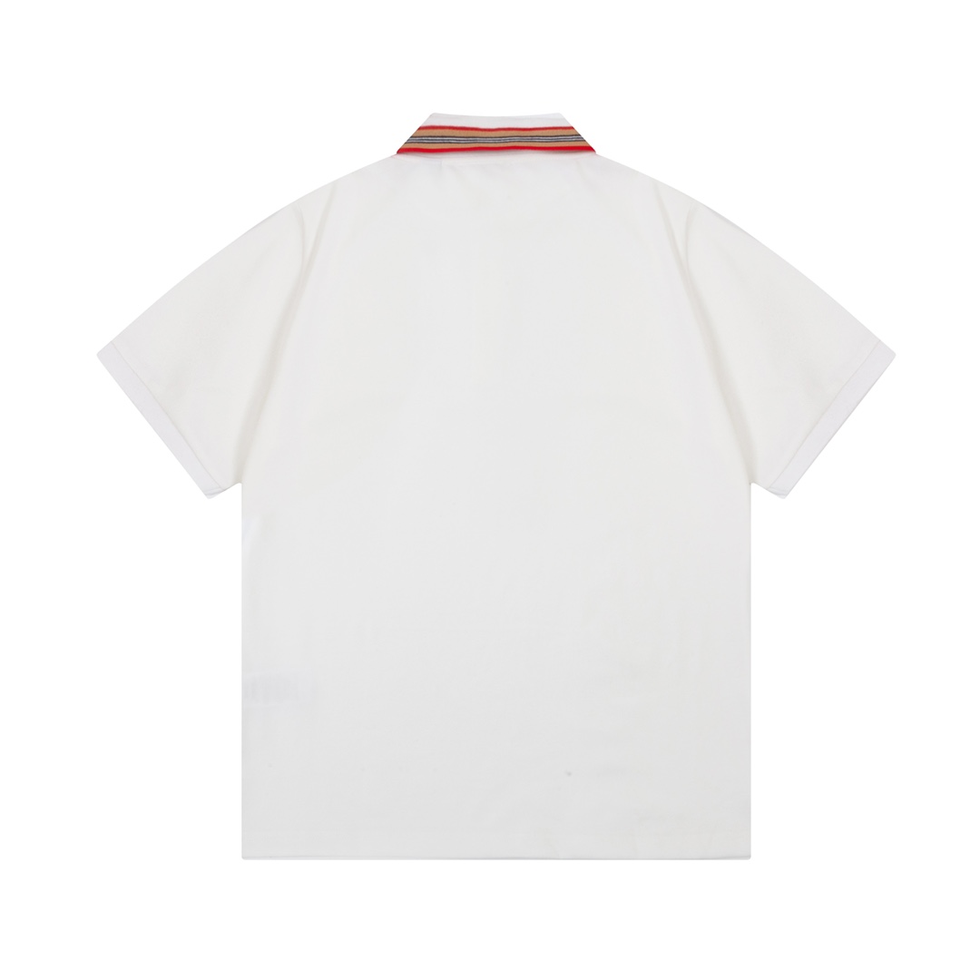 Burberry Classic Red Striped Knitted Collar Polo Shirt with TB Logo Upgrade - 图片 9