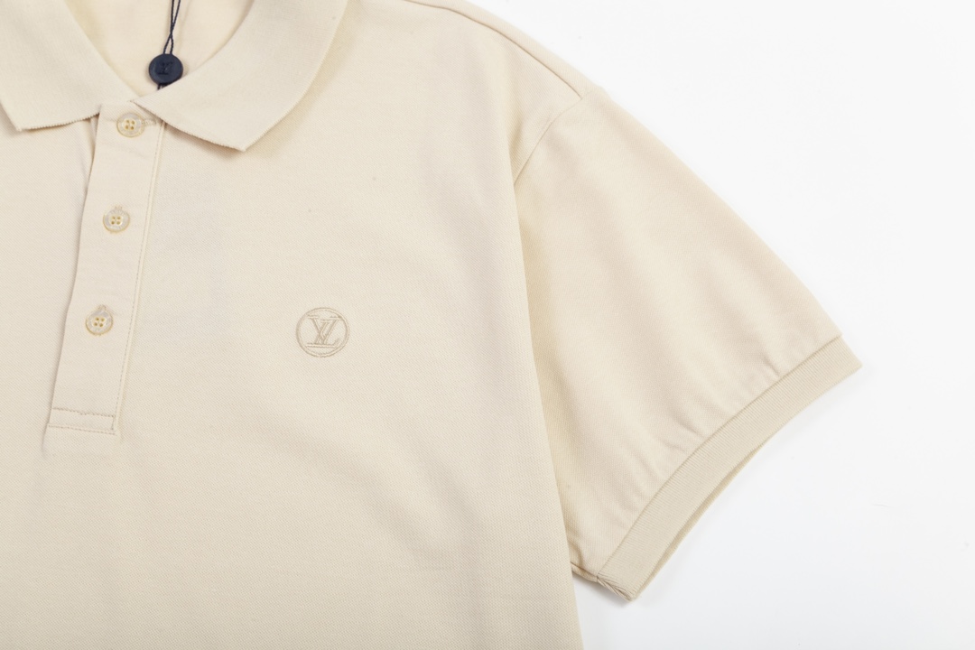 Louis Vuitton Inspired 1980s Upgrade: Custom Dyed Polo, Almond Color, M-3XL Size - 图片 6