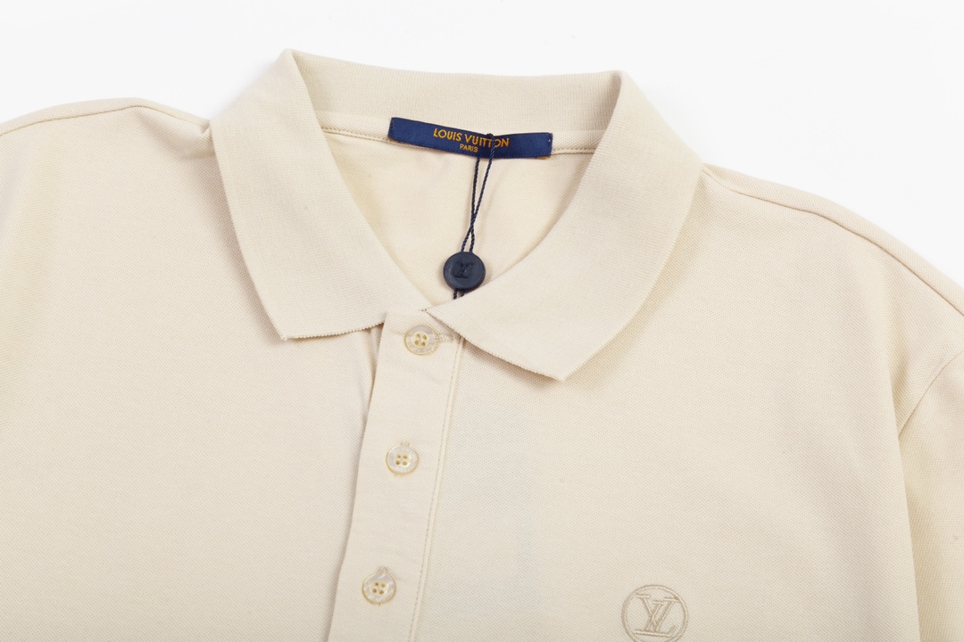 Louis Vuitton Inspired 1980s Upgrade: Custom Dyed Polo, Almond Color, M-3XL Size - 图片 2