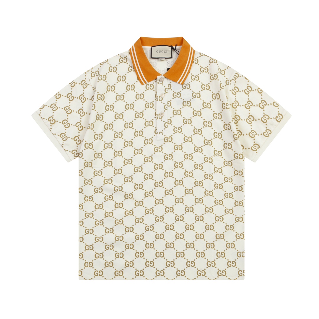 GUCCI Gooch Upgrade: 1980s-Inspired Polo with Custom Fabric and Comfort, Orange, M-3XL - 图片 1