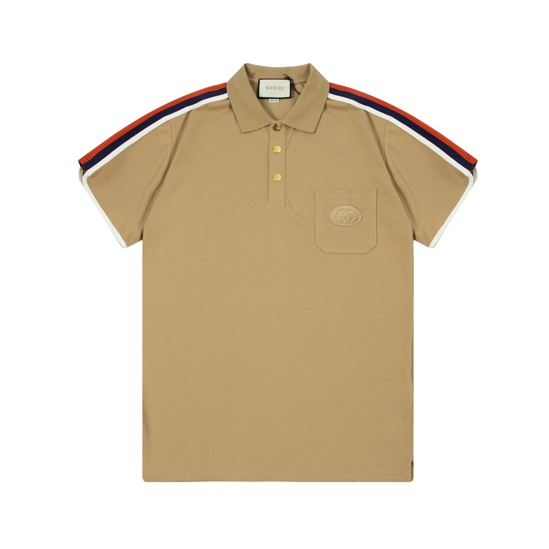 Gucci Double G Logo Polo: 1980s-Inspired Upgrade, Custom Dyed, Khaki, M-3XL