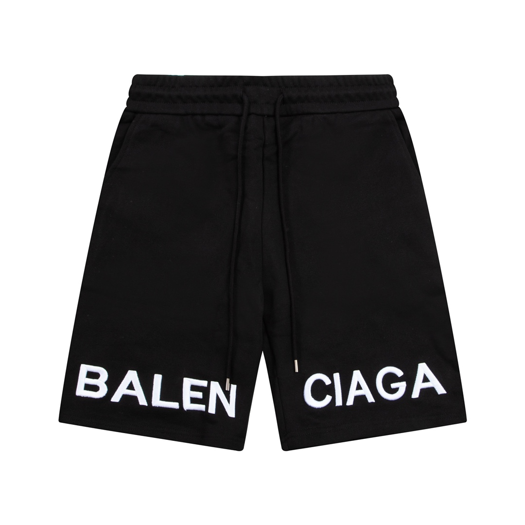 ybwlz Balenciaga 2024夏季新款 星空满天星系列 进口机器高密度刺绣字母logo 男女同款 休闲短裤颜色：黑色码数：XS-L