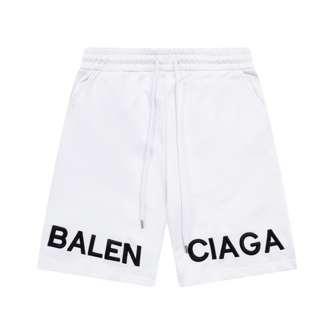 ybwlz Balenciaga 2024夏季新款 星空满天星系列 进口机器高密度刺绣字母logo 男女同款 休闲短裤颜色：黑色码数：XS-L