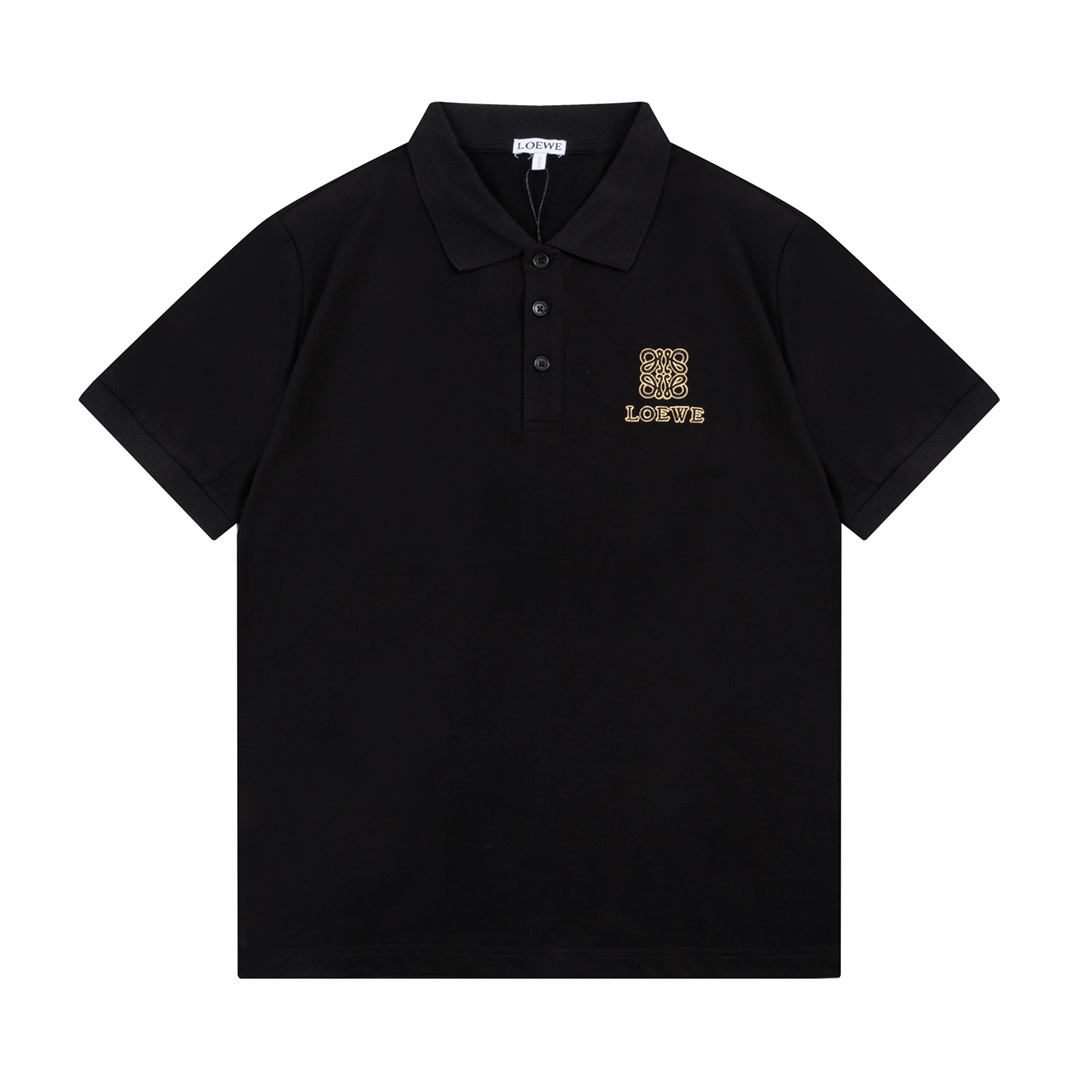 Loewe Clothing Polo Black Embroidery Unisex Spring/Summer Collection Vintage