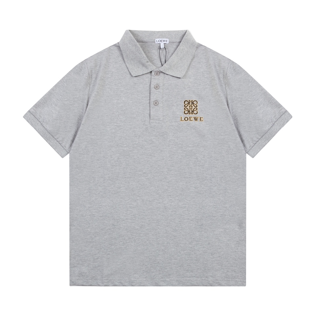 Loewe Clothing Polo Grey Embroidery Unisex Spring/Summer Collection Vintage