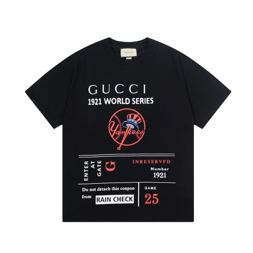 Gucci 1921 World Series Print Black Cotton T-Shirt Short Sleeve Unisex 1 Gucci 1921 World Series Print Black Cotton T-Shirt Short Sleeve Unisex