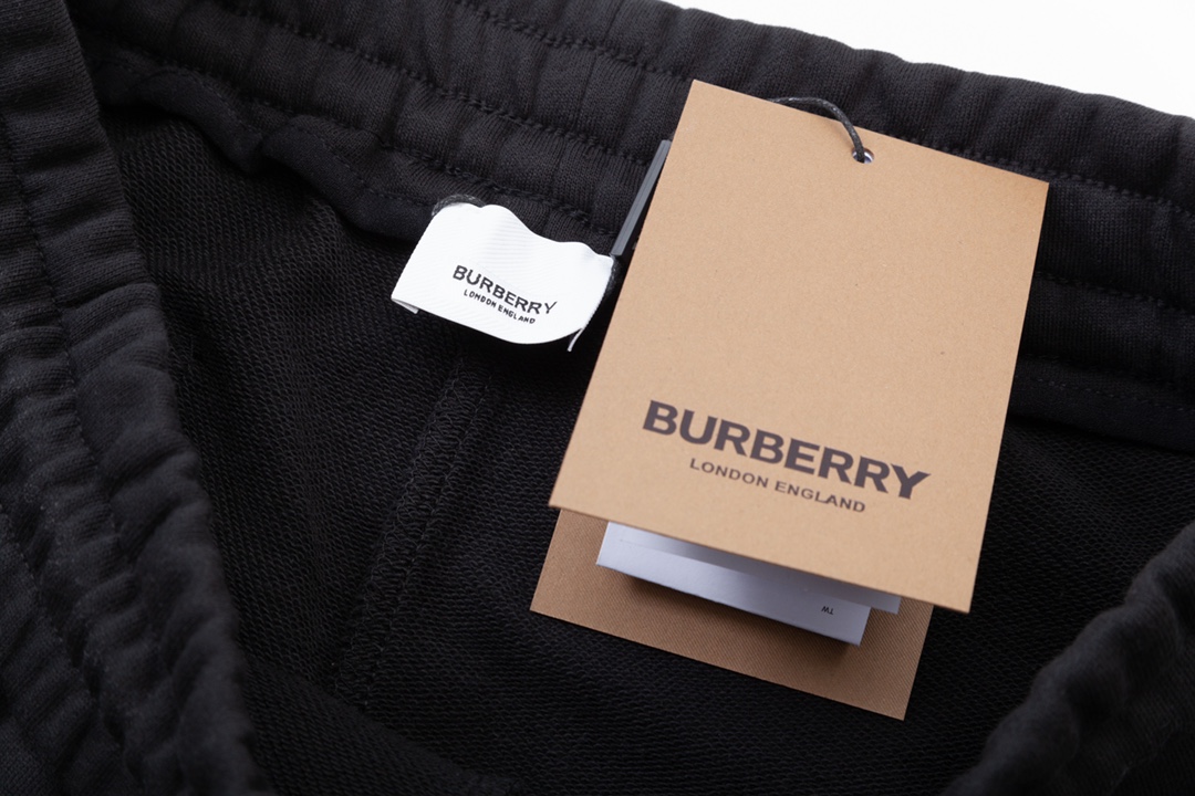 BURBERRY 巴宝莉 经典织带拼接 LoGO标识 侧边织带 五分裤