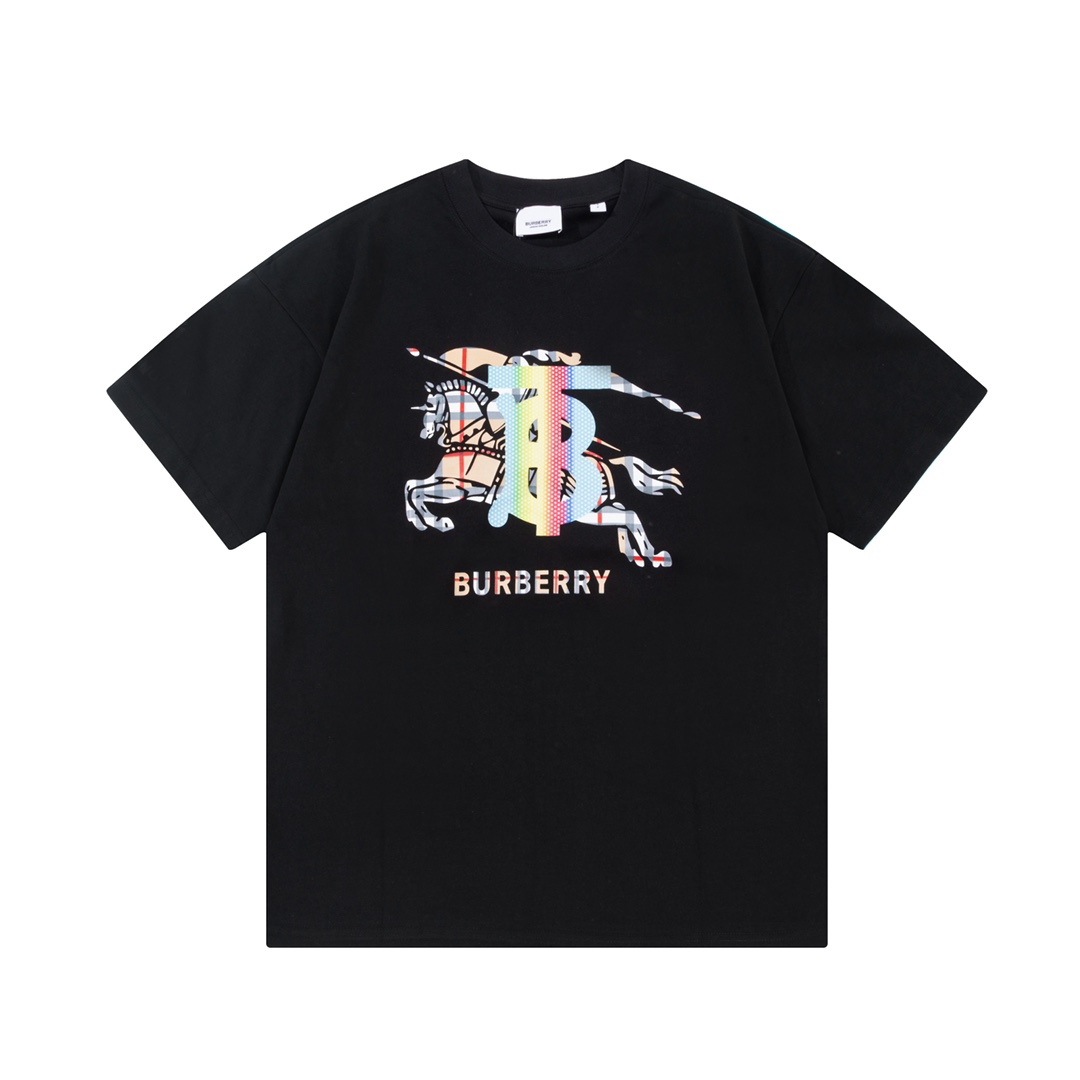 BURBERRY 巴宝莉 estampado de letras de caballo de batalla con degradado láser, estampado de logo clásico grande actualizad…