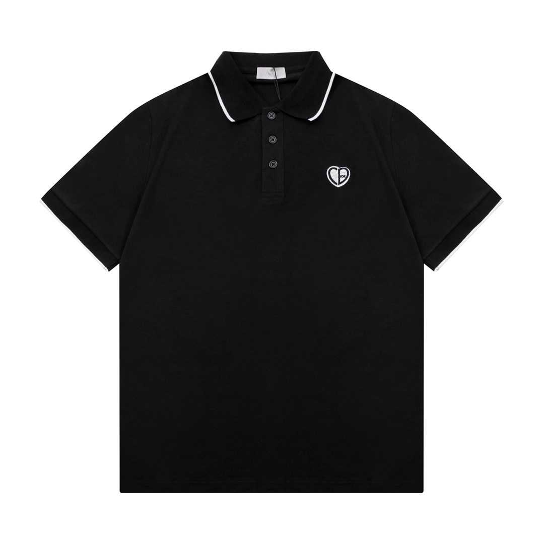 DiOR Classic LoGO CD Heart 💗 Polo bordado Mejorado, inspirado en el retro de los años 80 Tela original Mismo estilo of…