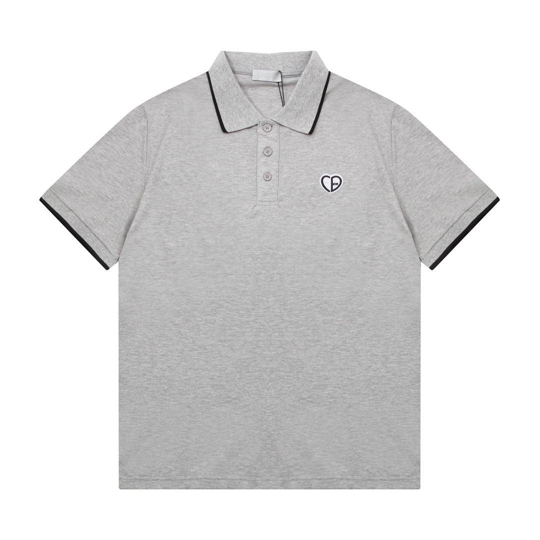DiOR Classic LoGO CD Heart 💗 Polo bordado Mejorado, inspirado en el retro de los años 80 Tela original Mismo estilo of…