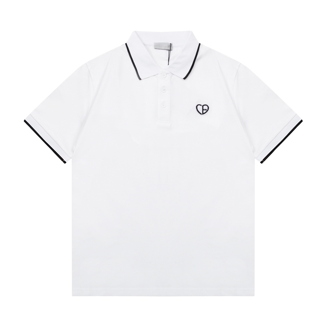 DiOR Classic LoGO CD Heart 💗 Polo bordado Mejorado, inspirado en el retro de los años 80 Tela original Mismo…