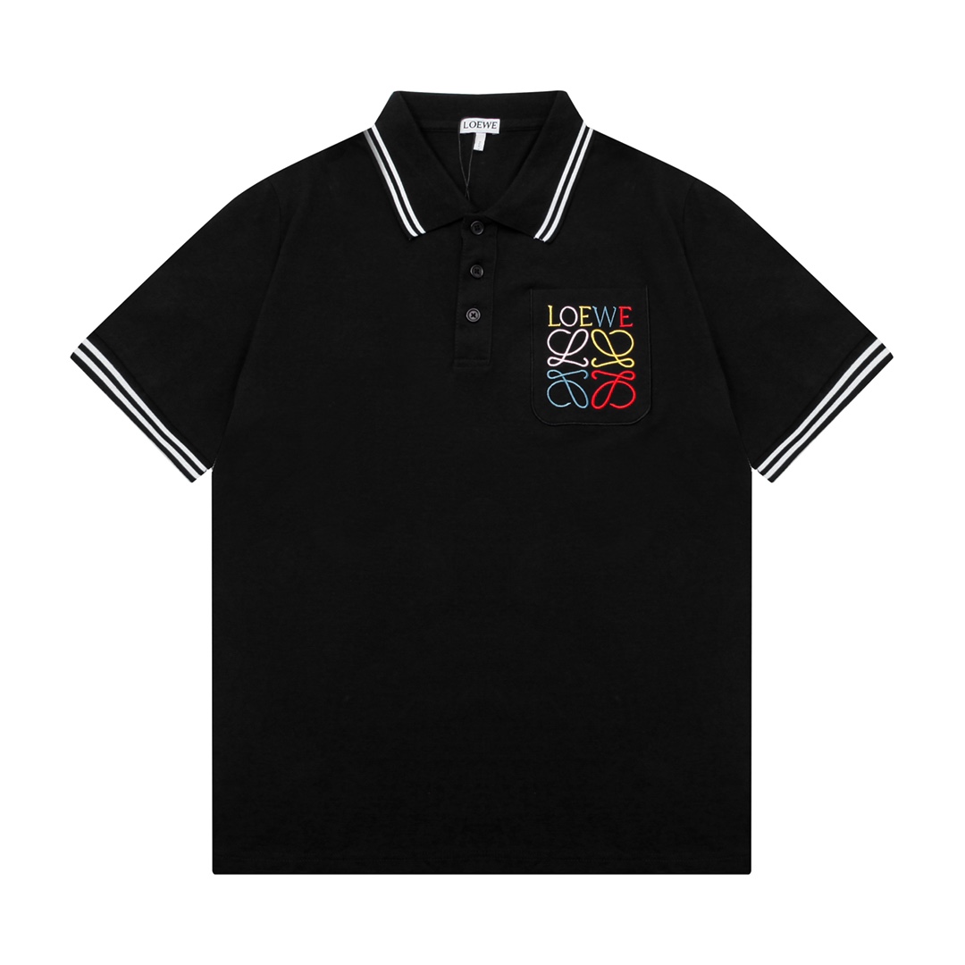 Loewe Clothing Polo Black Embroidery Unisex Spring/Summer Collection Vintage