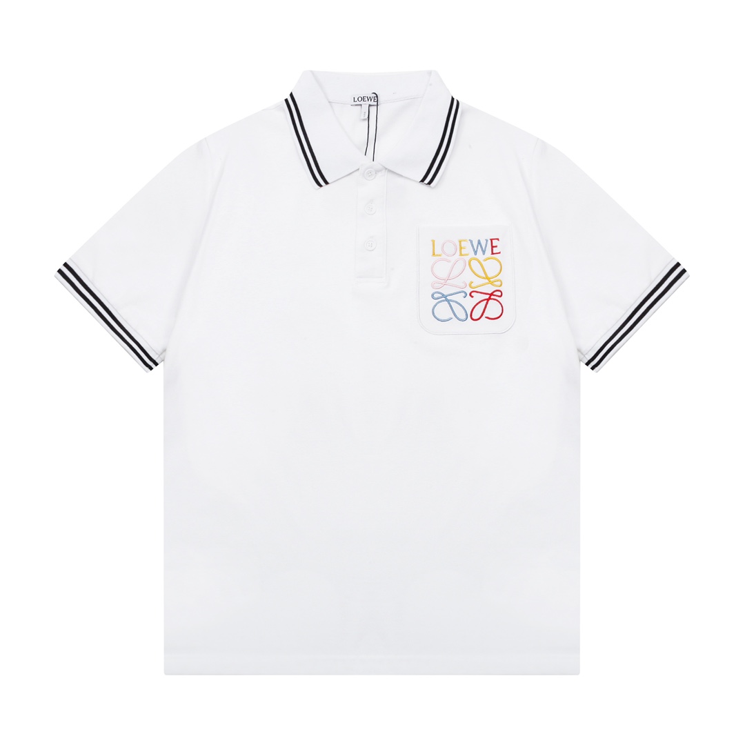 Loewe Clothing Polo Luxury Shop
 White Embroidery Unisex Spring/Summer Collection Vintage