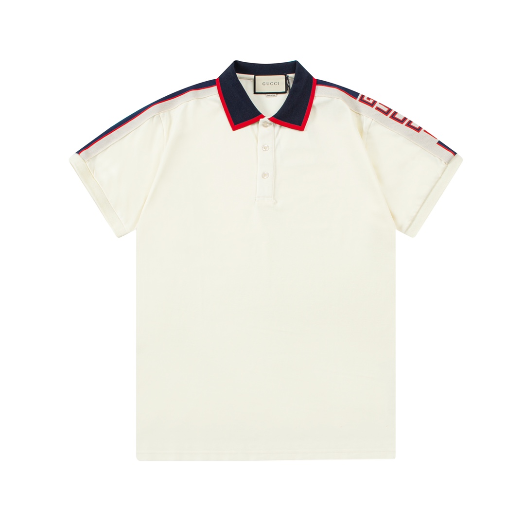GUCCI 古驰 双G 小LOGO字母织带拼色领 升级，灵感源自八十年代复古 原版面料 官方同款 Polo衫 定制 同缸染面料 手感非常舒服 春夏最新砖柜同步 时尚又个性 超级百搭好看的一款 男女都非常合适 人手必备款 吊牌 领标 水洗麦…