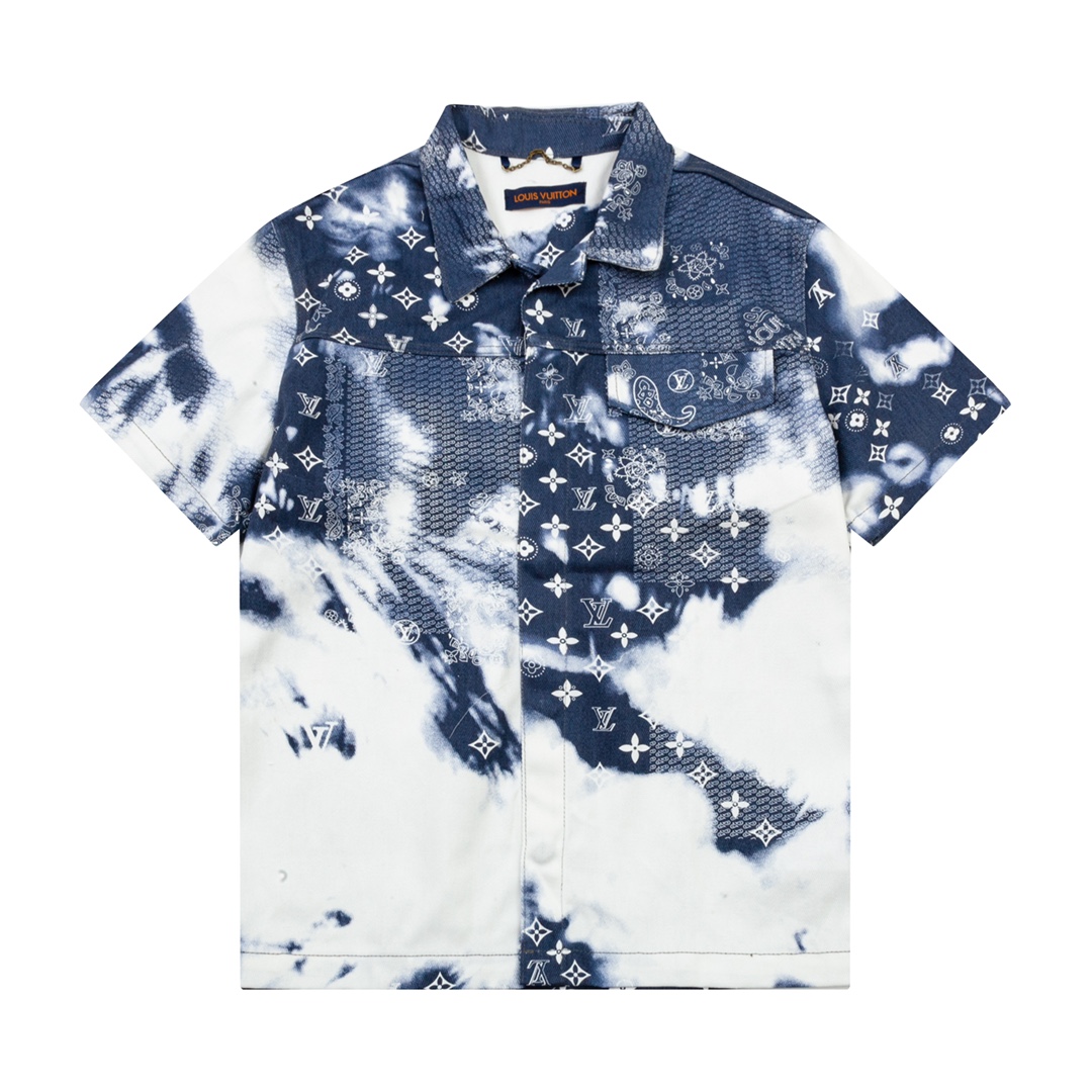 Outlet 1:1 Replica
 Louis Vuitton Clothing Shirts & Blouses White Printing Denim Casual
