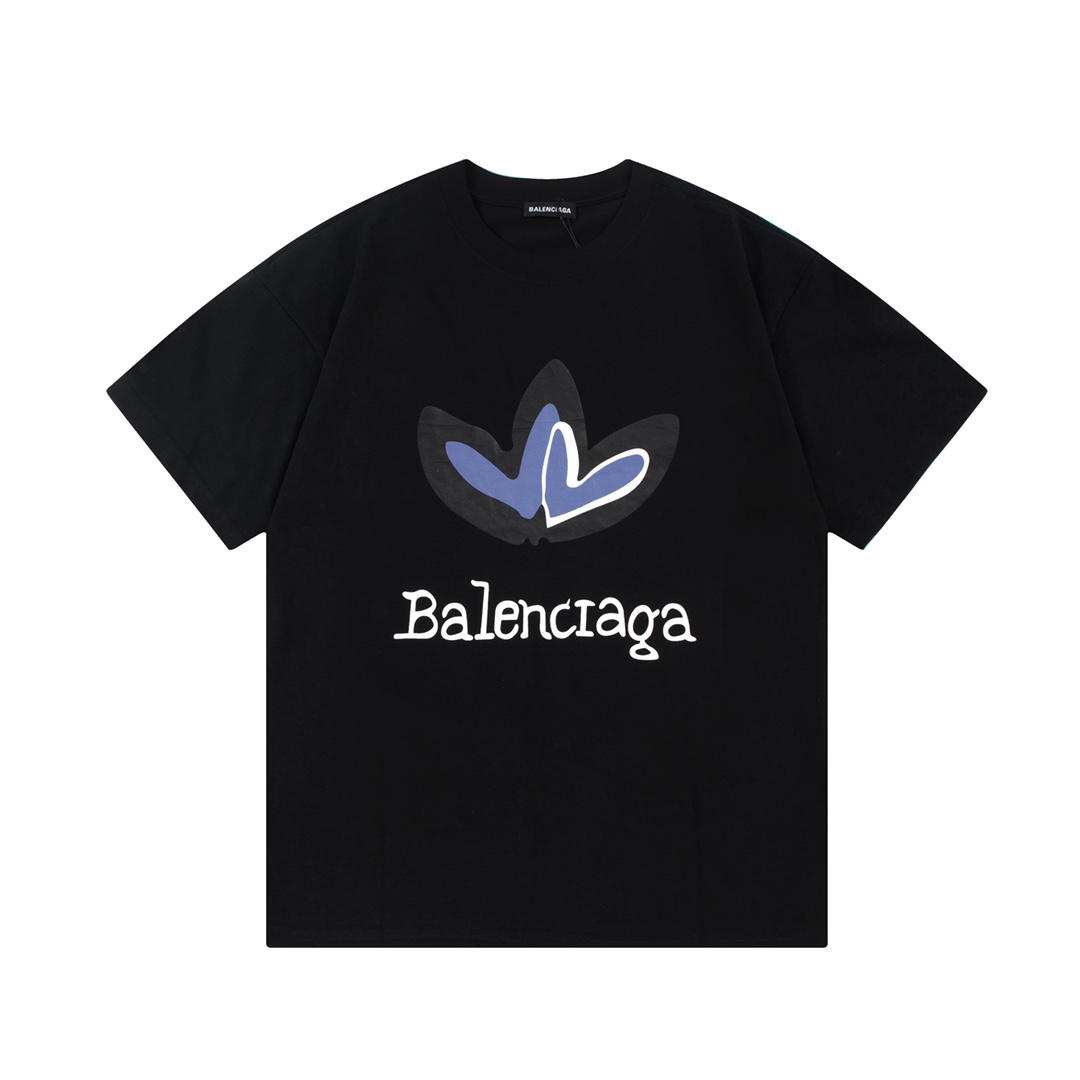 Balenciaga Clothing T-Shirt Black Printing Unisex Spring/Summer Collection Fashion Short Sleeve
