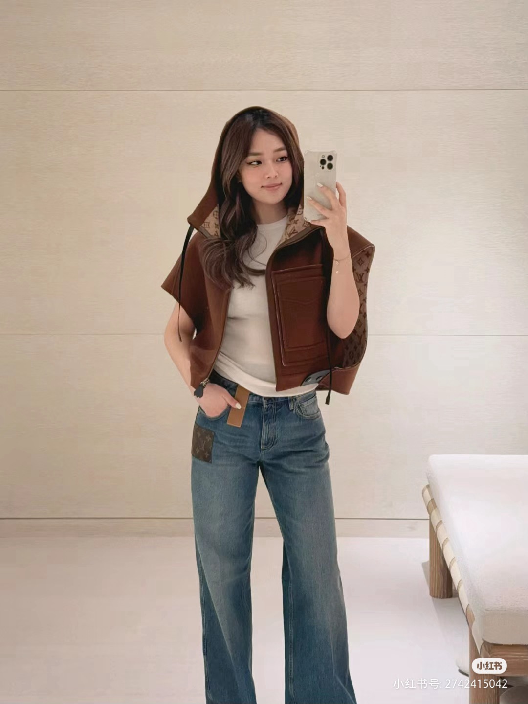 Louis Vuitton High-Waisted Wide Leg Jeans with Leather Monogram 2 i1727248985 623 2